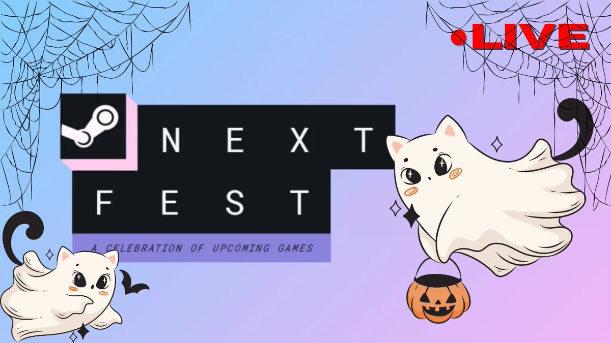 Techyries's tweet photo. We're live for our Halloween episode!! Join @FrenchKittie and @TrueTash as they are dressed up, covering the #SteamNextFest and diving into a live demo!

Come watch us live and share your thoughts on the games:
Twitch - https://t.co/k3TQNmWBXK
YouTube - https://t.co/0qBhs6iFMb https://t.co/b7JDM1tDOO