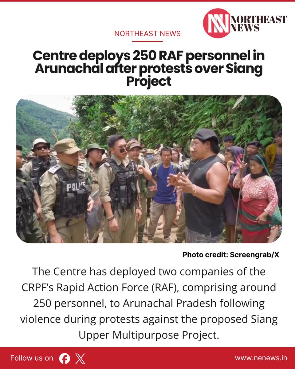 newsne24x7's tweet photo. Centre sends 250 RAF personnel to Arunachal Pradesh
#ArunachalPradesh #SiangProtest #CRPF https://t.co/7e0aXVq8dU