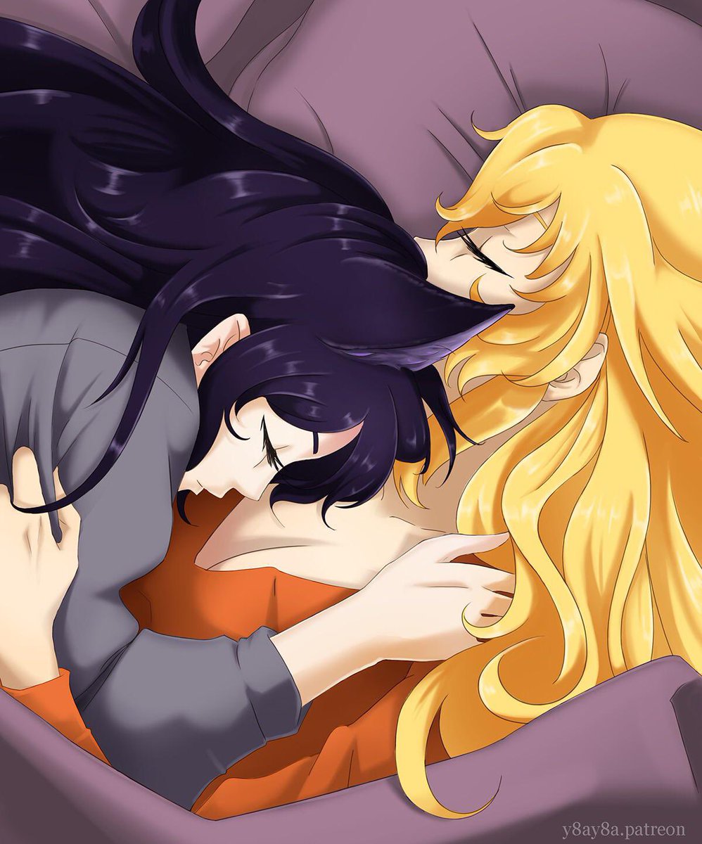 jaYTgameNews's tweet photo. (Art made by @y8ay8a) 
Bees sleeping. #BlakeBelladonna #YangXiaoLong #RWBY https://t.co/oV3fO2f1KF
