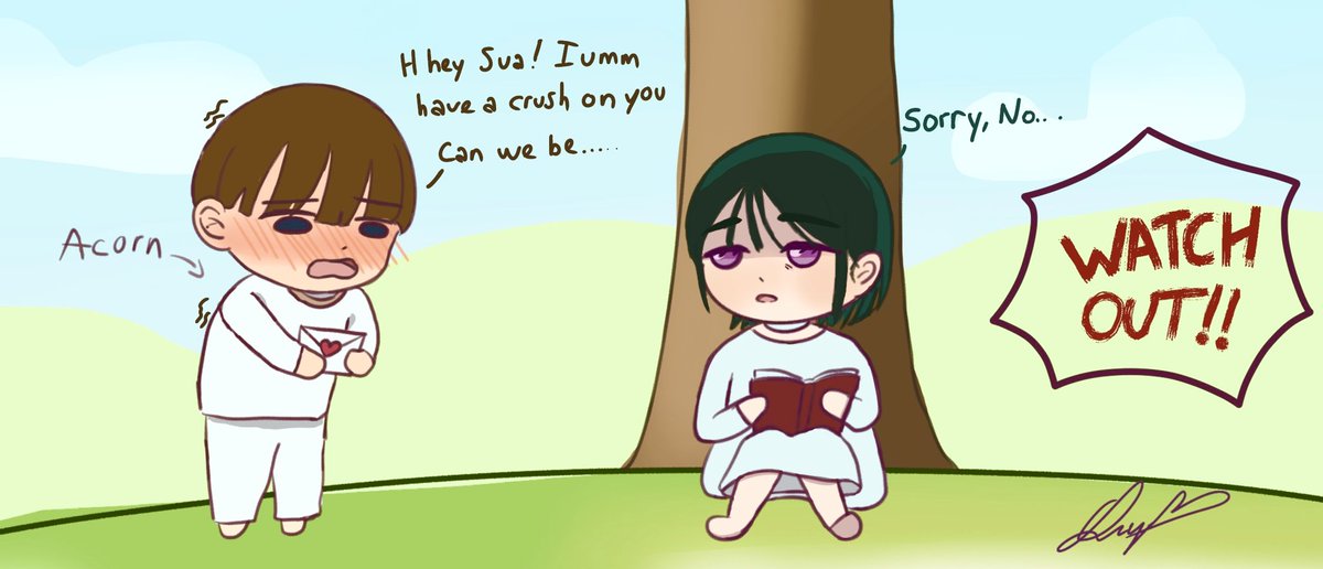 cucthichbrownie's tweet photo. I think this is a reason why acorn failed confessions of love 💔💔
Poor acorn 🌰
Another comic (j4f)
#mizisua #Alienstage https://t.co/4dIVl6lbuu