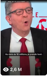AlexanderKun_'s tweet photo. 4 MILLIONS de vues au total toutes plateormes confondues pour une vidéo dans laquelle je dénonce l'hypocrisie de Jean-Luc Mélenchon sur l'héritage.

Je m'y attendais pas trop 😅

https://t.co/OnBM93lyAT https://t.co/HUMymzNqk4