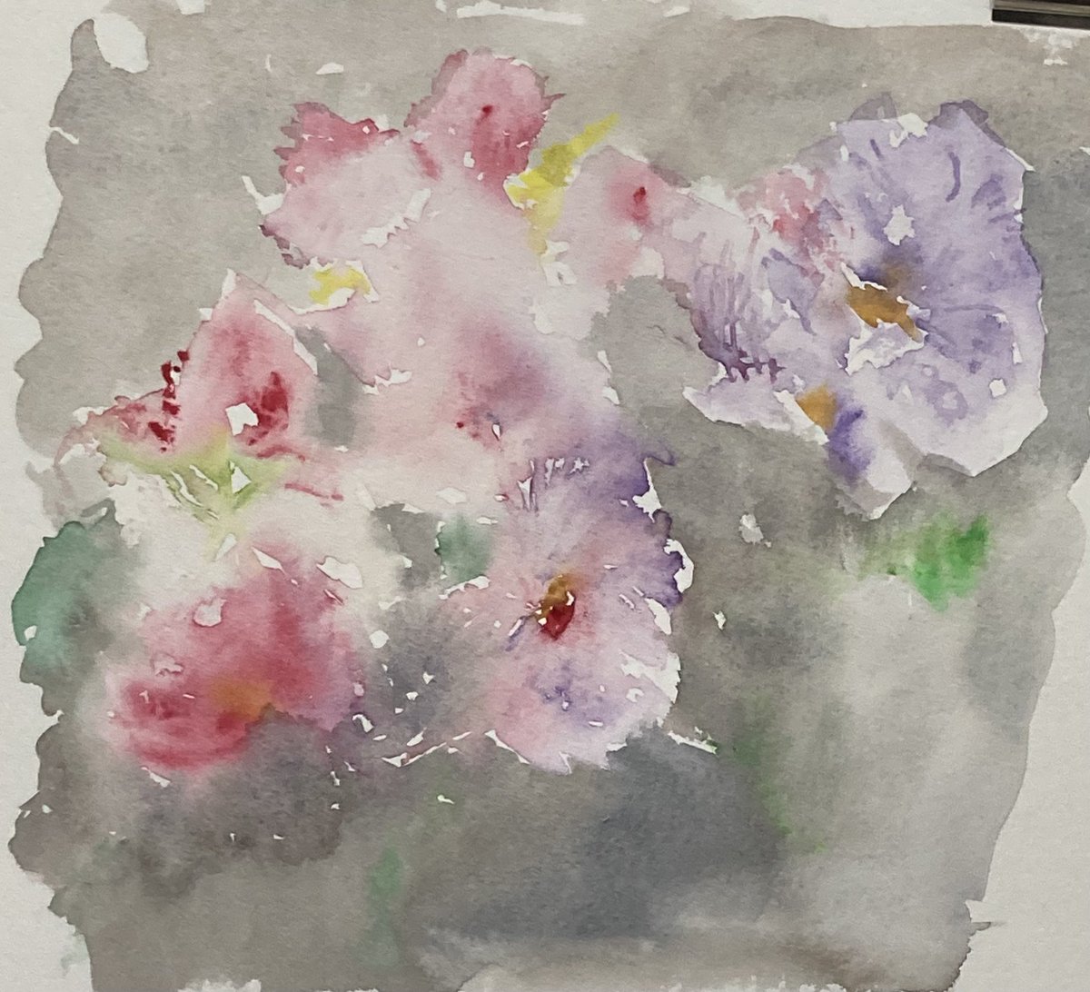 MPaintbox's tweet photo. A very loose floral watercolour of pansies from my garden https://t.co/l8wqbmWsV5