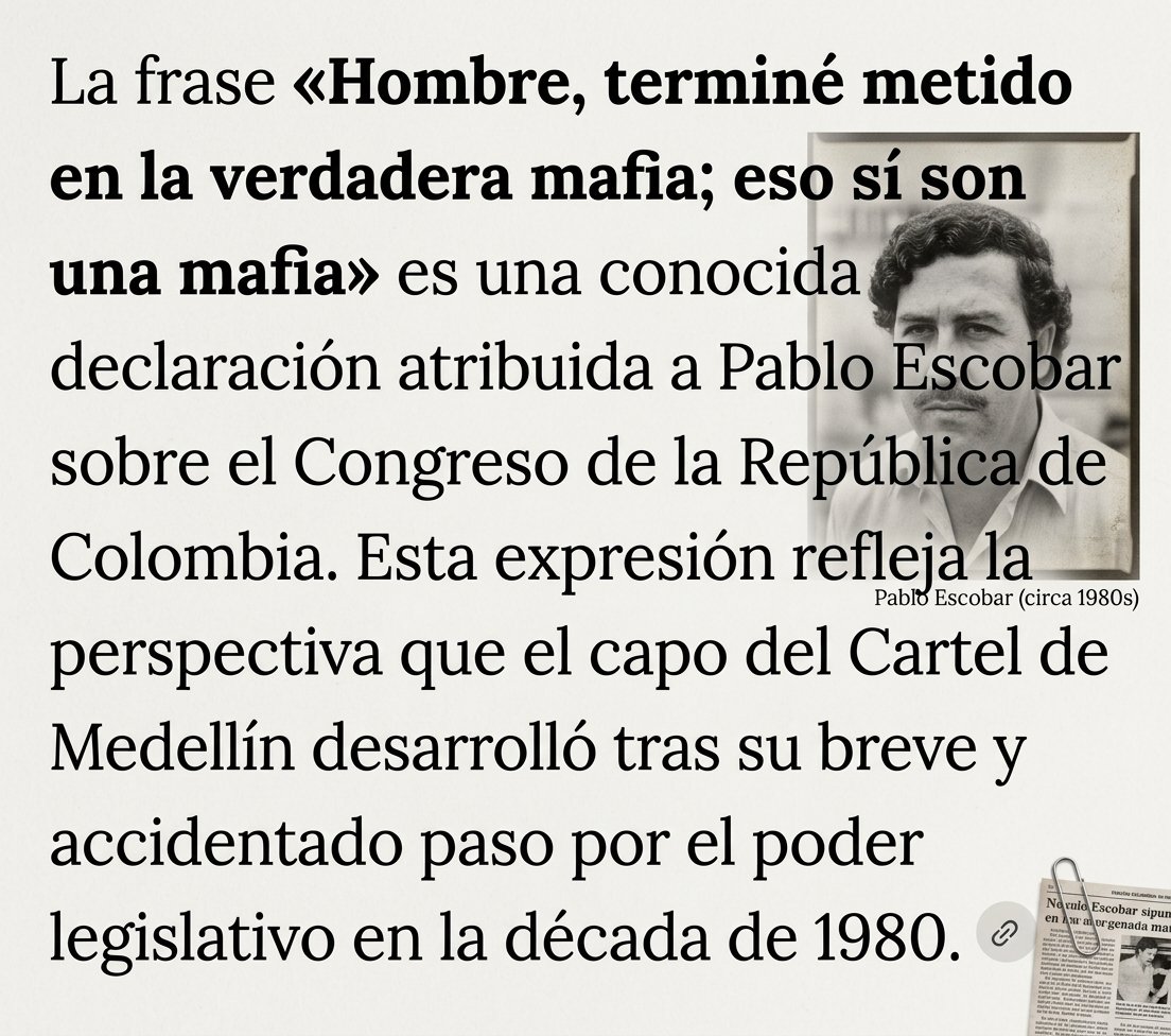 flamihup's tweet photo. @DCoronell Cuando Pablo Escobar fue congresista opinaba del poder lo siguiente "hombre termine metido en la verdadera mafia; eso sí son una mafia" la historia que nos Daniel Coronell hoy tiene mucho de parecido con
#ElPoderosoSuarez https://t.co/PYYyRjcQLD