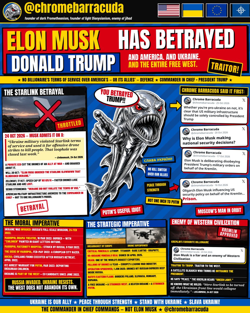 ChromeBarracuda's tweet photo. Chrome Barracuda demands President Trump takes total control over American Military power - not big tech Elon Musk https://t.co/Yd1BYIrMY2