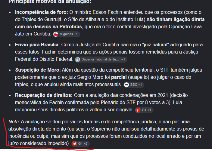 macedo30860's tweet photo. @direito80000 @ErickoSreo @SaibelGilberto @clarimdiario Não irmão, ele não é inocente, o que ocorreu foi que o STF julgou imparcialidade e fizeram manobras para anular o caso, a própria G1 deixou uma nota dizendo que o supremo não analisou de forma detalhada as provas https://t.co/iEz8pk2ioj