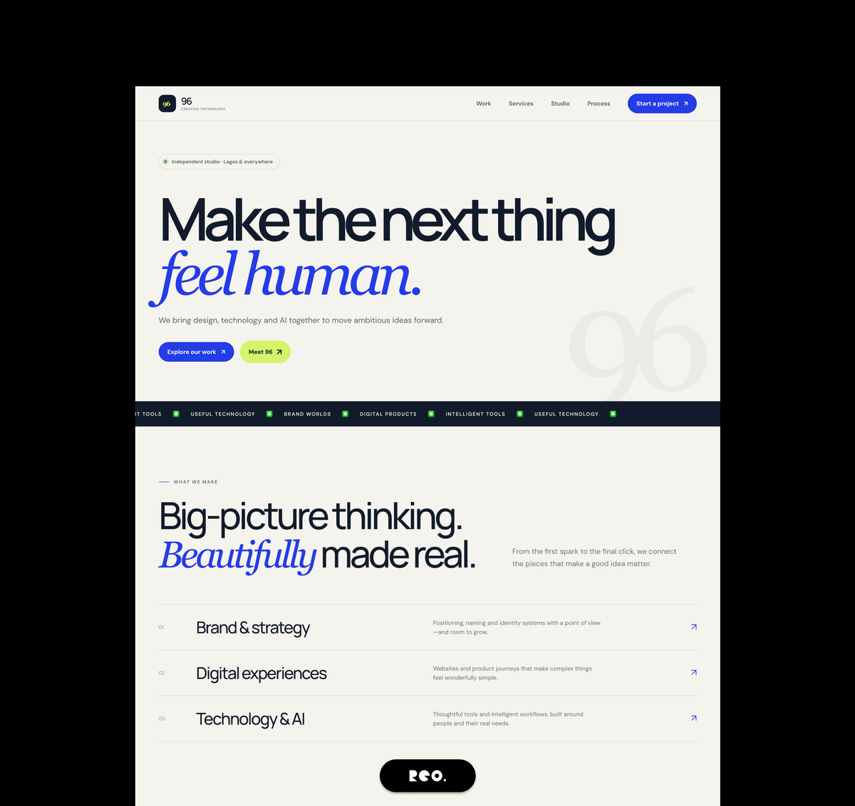 UI_by_Reo's tweet photo. 96 Creative Studio is live. 

Explore the site: https://t.co/wleAdkVykM

What catches your eye first? https://t.co/4AVXlH2YwL