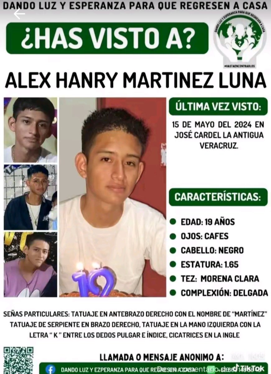 Milylikd's tweet photo. ALEX HANRY MARTINEZ LUNA ‼️‼️🚨

ÚLTIMA VEZ VISTO:
15 DE MAYO DEL 2024 EN JOSÉ CARDEL LA ANTIGUA VERACRUZ.

DIFUNDIR ‼️‼️🚨 https://t.co/BIYHMyiLao