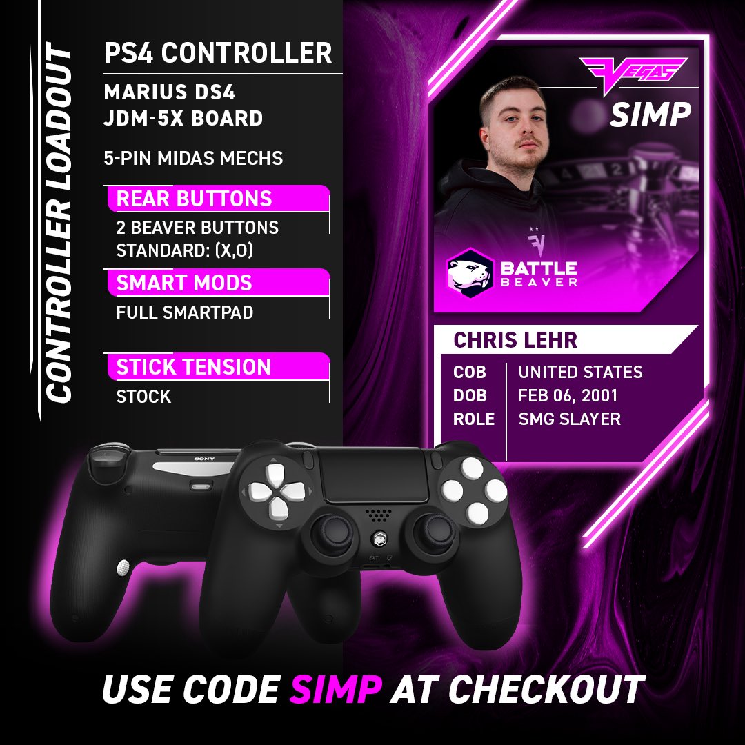 SimpXO's tweet photo. Here are my settings with the @BattleBeaver PS4 Marius controller 🎮 

Grab one at checkout with Code SIMP https://t.co/ckI156n3fX