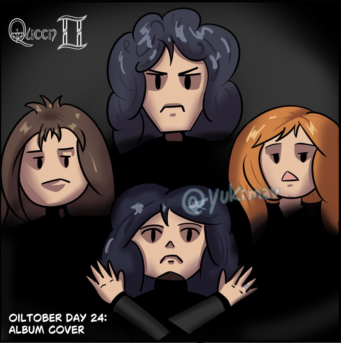 YukiMav_Draws's tweet photo. Oiltober día 24. Sinceramente, tuve que cranear un buen tanto de que hacer con la palabra Album Cover, porque normalmente no pienso en álbumes cuando se trata de música, pero al menos sé que este de Queen es me gusta lo suficiente para interpretarlo a mi estilo 7w7 https://t.co/kIxpMGYYXm
