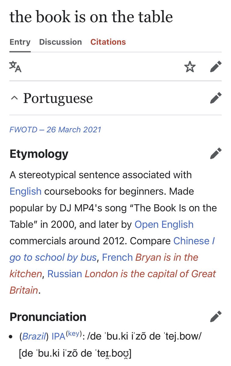 AstroRose20's tweet photo. Many people make jokes about having poor/basic knowledge of another language using certain stock phrases. English speakers say in Spanish, “¿dónde está la biblioteca?” Portuguese speakers say in English, “the book is on the table.” Do you know any other phrases like this? https://t.co/zbK46pwyHz