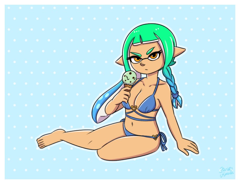 floatayy's tweet photo. Summer may be long over now, but sometimes I do still kinda crave for ice cream 🌿💚

[art by @iStarletheaven] https://t.co/3uWZIpN2vO