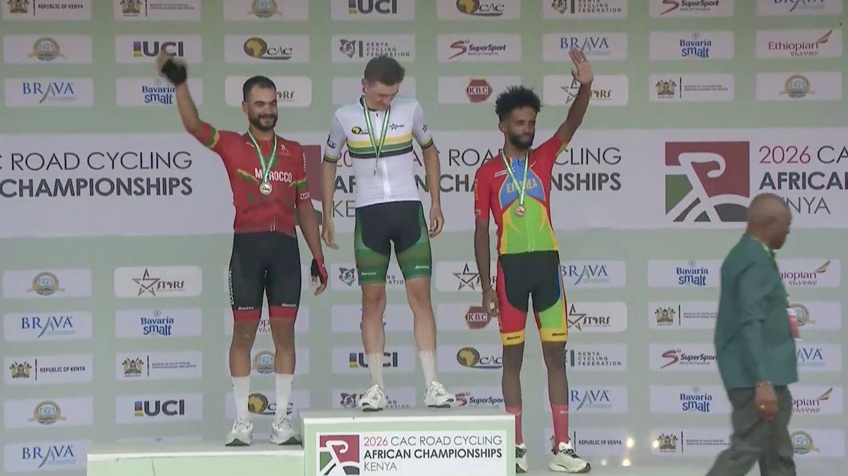 michael_teclai's tweet photo. 2026 African Cycling Championships: young rider Hebron Brhane won bronze for Eritrea today, with gold for Yofiet &amp; silver for Merhawi. Team 🇪🇷 led the race through its best performance &amp; cycling merits, &amp;the legacy continues with its young riders. Great job,our future talents! 🇪🇷 https://t.co/G1aEb183a6