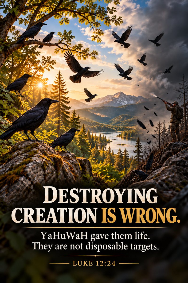 hippiskippi's tweet photo. @Scottobix YaHuWaH gave life to the creatures around us, and Yahuwshuwa told us to consider the ravens. Creation deserves more than being treated as a disposable target. Luke 12:24 https://t.co/LugW1BRf4B