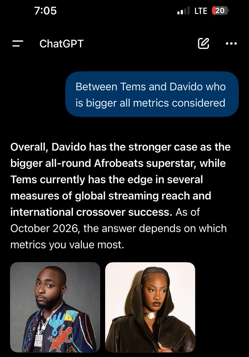 ElizabethJycd8's tweet photo. @felix23619 Aside from Spotify streams and she get that due to she blow in streaming era she no even come close Overall Davido has the stronger case as the bigger https://t.co/bSM4CVFAb2