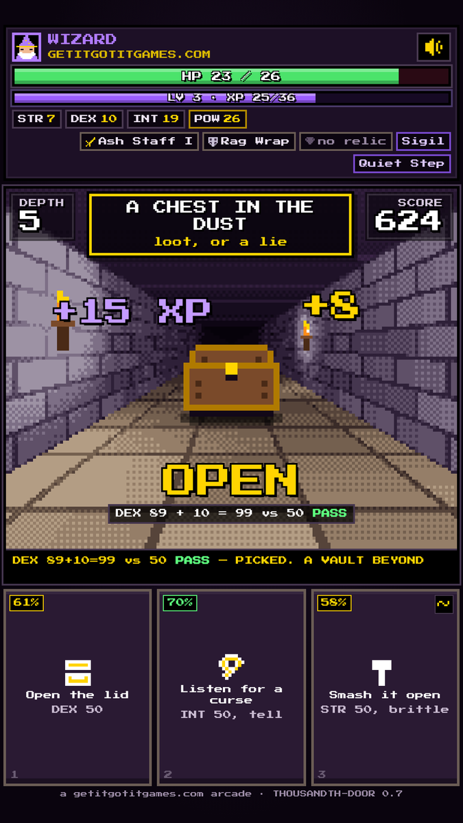 gigigarcade's tweet photo. Pick a class. Kick down a door. Regret it immediately. 🗝️ #gamedev https://t.co/Bp6ofSl2vG