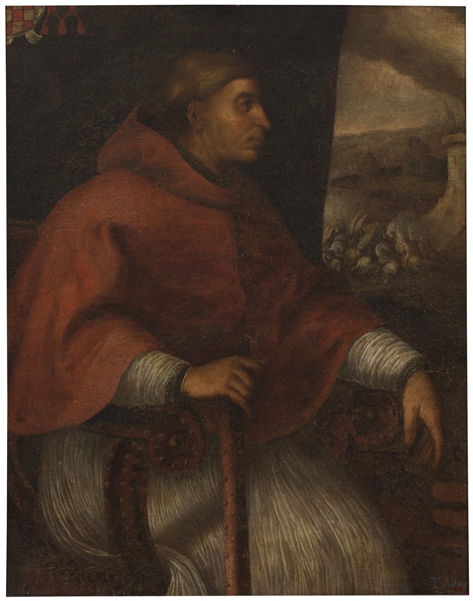 Boro_RR's tweet photo. El Prado restaura el retrato del cardenal Cisneros, que copia el realizado por Eugenio Cajés, propiedad de la Universidad Complutense. La obra del museo, de escaso mérito artístico, estaba en unas condiciones de suciedad lamentables. Es de suponer que irá a una expo. o depósito https://t.co/Sc7C2ZXpSE
