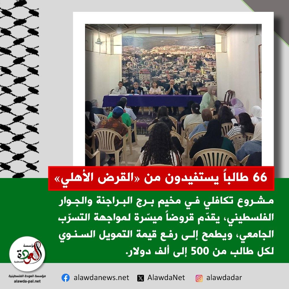 AlawdaNet's tweet photo. من 26 إلى 66 مستفيداً… «القرض الأهلي الجامعي» يواجه تسرّب الطلبة الفلسطينيين

خاص شبكة العودة الإخبارية
25 تشرين الأول 2026

https://t.co/lSOywEdVaP https://t.co/XOySg7oAmu