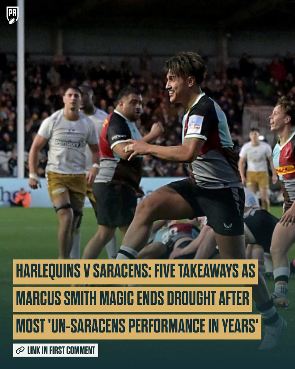 PlanetRugby's tweet photo. ๐ฃ๏ธ "The most un-Saracens performance in years, which is the kindest reading, because the other one is that nine changes from Galway and no Farrell left Venter with the wrong 23 for a derby." #HARvSAR #PREMRugby
โ๏ธ @jameswhile https://t.co/33gYs8DelP