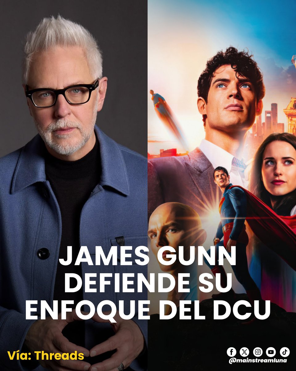 LunaMainstream's tweet photo. DEFIENDE SU ENFOQUE 🛡️ James Gunn ha vuelto a utilizar las redes sociales para defender su enfoque del #DCU y los proyectos tan diferentes que se han estrenado hasta ahora en la gran y la pequeña pantalla.

Gunn argumenta que las historias individuales deberían sostenerse por sí mismas en lugar de existir con el único propósito de preparar algún tipo de evento crossover masivo.

Comparó el Universo DC con Star Wars, donde se desarrollan múltiples historias a través de diferentes medios (sin la variedad tonal).

“El DCU es simplemente un universo alternativo; podemos entrar en cualquier lugar o momento y contar ESA historia. Me disgusta la idea de que las historias individuales no tengan sentido a menos que conduzcan a algo más. Me resulta extraño que la gente no entienda esto, porque Star Wars lleva haciendo esencialmente lo mismo durante 50 años a través de películas, series, juegos y libros, si bien sin la misma variedad tonal. Ahora bien, esto no significa que no haya conexión entre ellas.

La saga de Superman comienza con Superman y continúa con El hombre del mañana y más allá, e incluye muchos personajes que hemos presentado en otras historias. Pero eso no significa que esas otras historias solo existan para preparar lo que sucede aquí. Me encantaría que la gente viera Clayface porque es una gran y divertida película de terror por sí misma, no por dónde más aparecerá Clayface dentro de tres películas”.