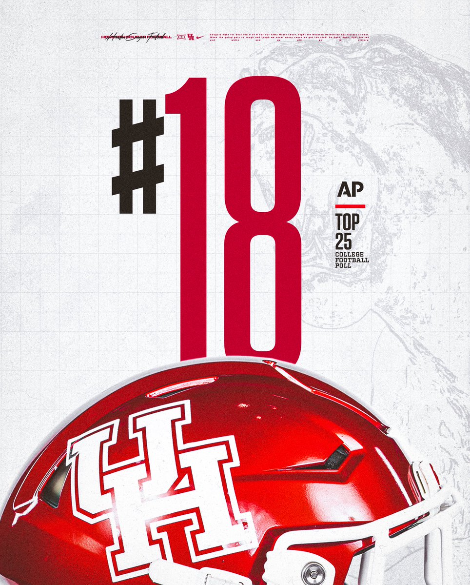 UHCougarFB's tweet photo. #1️⃣8️⃣ @AP_Top25 
#1️⃣9️⃣ @USATODAY Coaches Poll

#BuiltByHouston x #GoCoogs https://t.co/4KNtQ1lCUW