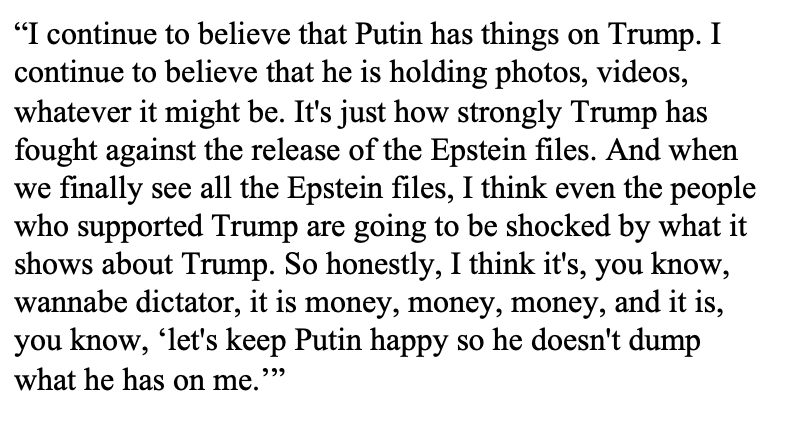 SenWhitehouse's tweet photo. Hillary Clinton too sees Trump/Russia/Epstein: https://t.co/PeDHNzE3au