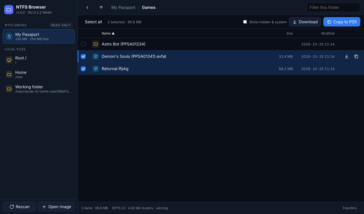 Jdr8245Jhon's tweet photo. Navegador NTFS para PS5😱😱😱
Una carga útil del navegador de archivos para consolas PS5 con jailbreak que puede leer NTFS Undas. La PS5 solo entiende exFAT y FAT32, por lo que un USB con formato NTFS La unidad normalmente aparece como inutilizable......
https://t.co/r1BaKY85Nz https://t.co/yA0yt3xOWd