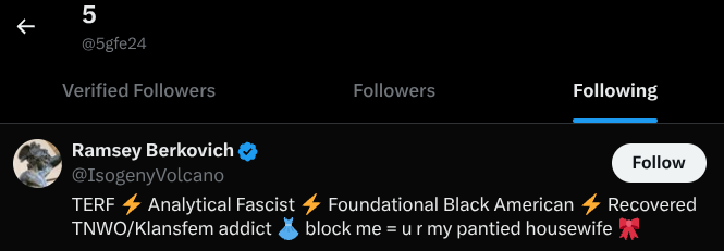 iwuvponyz2's tweet photo. @5gfe24 @stolperson the only person you follow and are followed by is your other burner account "isogenyvolcano", alex are you retarded? https://t.co/5xf2glbyQd