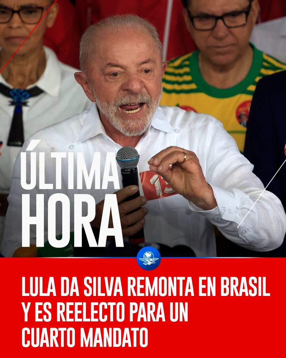 El_Universal_Mx's tweet photo. 🚨 #ÚLTIMAHORA | Lula da Silva frena el avance de la ultraderecha en América Latina y va por su cuarto mandato en Brasil 🗳️ https://t.co/vz0pILv1nd