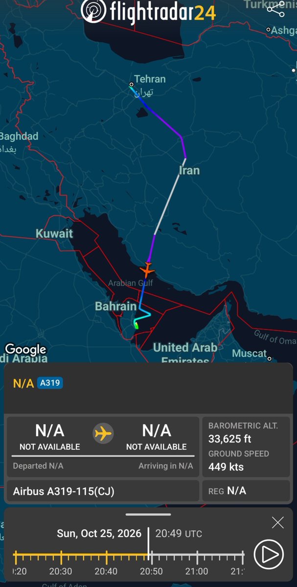 Apex_Intel24's tweet photo. 🇸🇦✈️ A Saudi government-linked Airbus A320CJ (HZ-A3) just flew from Riyadh to Tehran, while a Qatari government delegation arrived in Iran aboard an A319 (A7-HHH) earlier today. 🇶🇦🇮🇷

Diplomatic moves or signs of escalation? 👀 https://t.co/24A700zmJ7