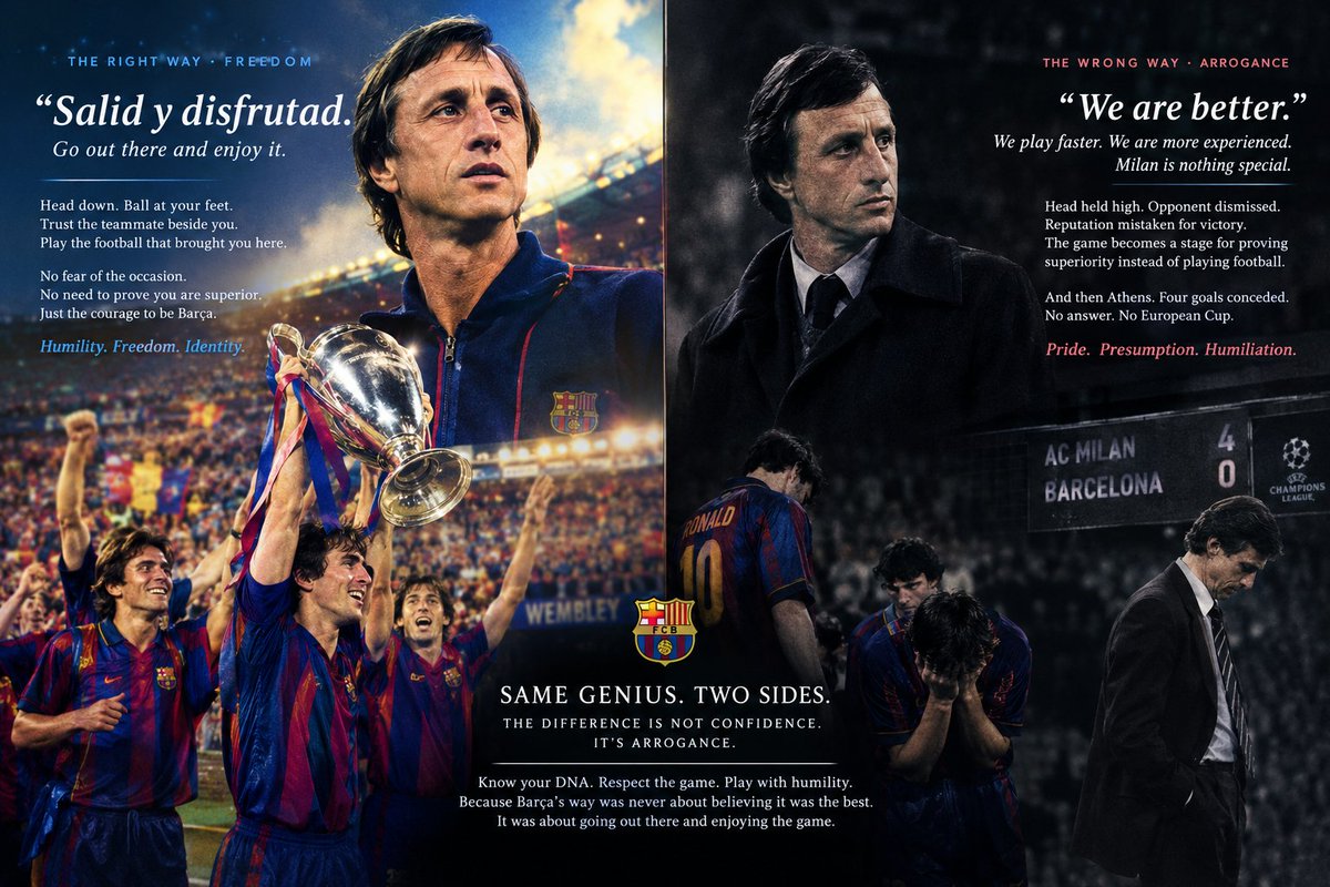 ProjectBlaugra1's tweet photo. I want to remind our fans, our players and Hansi Flick about our identity.

Barcelona have ALWAYS been successful when being comfortably the best without believing we are the best whilst enjoying the football we play.

But when the message becomes "we are better"... https://t.co/GwgNHC5RGp
