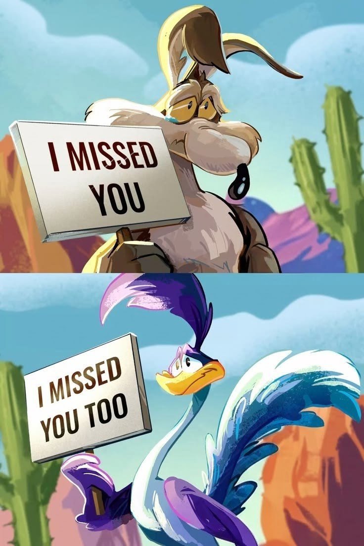 Vesperrbby's tweet photo. 🥺*I MISSED YOU*🪧💜
#WileECoyote #RoadRunner #LooneyTunes https://t.co/UArNfI3Qbu