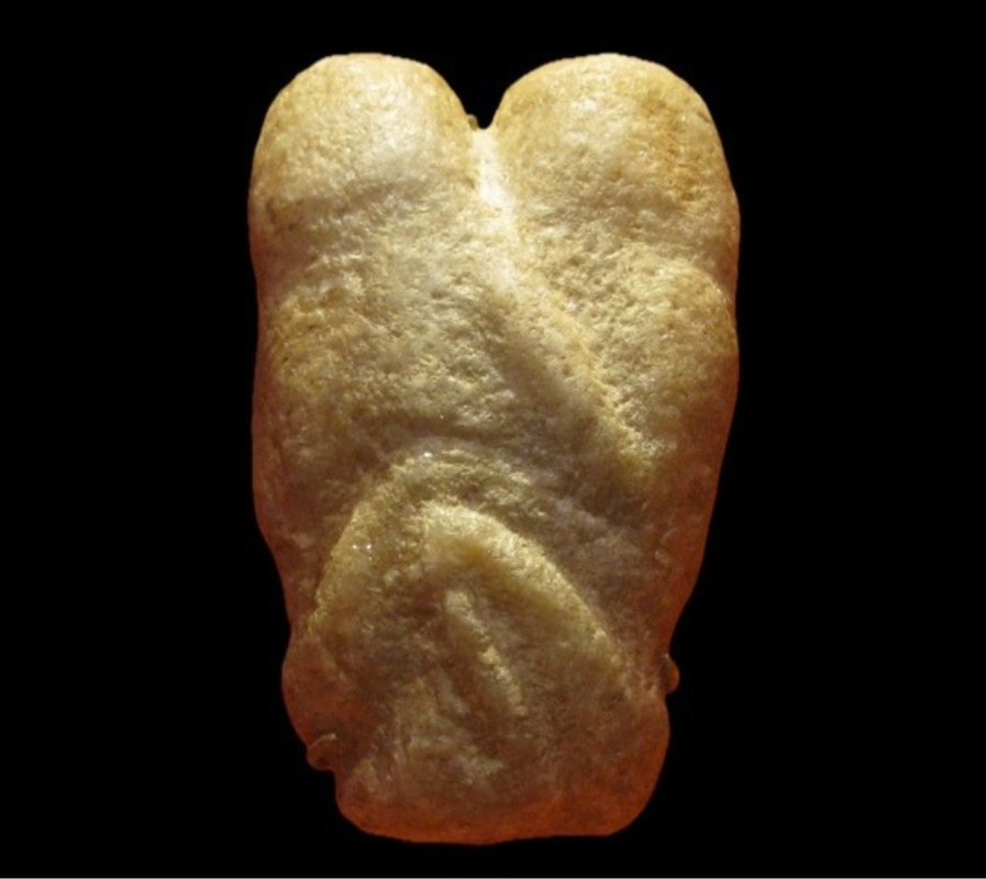 HistContent's tweet photo. The Ain Sakhri Lovers, an 11,000-Year-Old Couple Carved in Stone

11,000 years ago, a Natufian carver in the Judean Desert took a calcite cobble about the size of a hand and picked away its surface until two lovers appeared.

They sit face to face. One figure’s arms hold the other’s shoulders, knees bent up beneath. Both faces are left blank, and turning the stone changes what its curves suggest.

The Ain Sakhri Lovers, now in the British Museum, are widely called the oldest known sculpture of a couple making love. A Bedouin found it in a gorge near Bethlehem, and in 1933 the prehistorians Henri Breuil and René Neuville recognised it in a small museum there.
