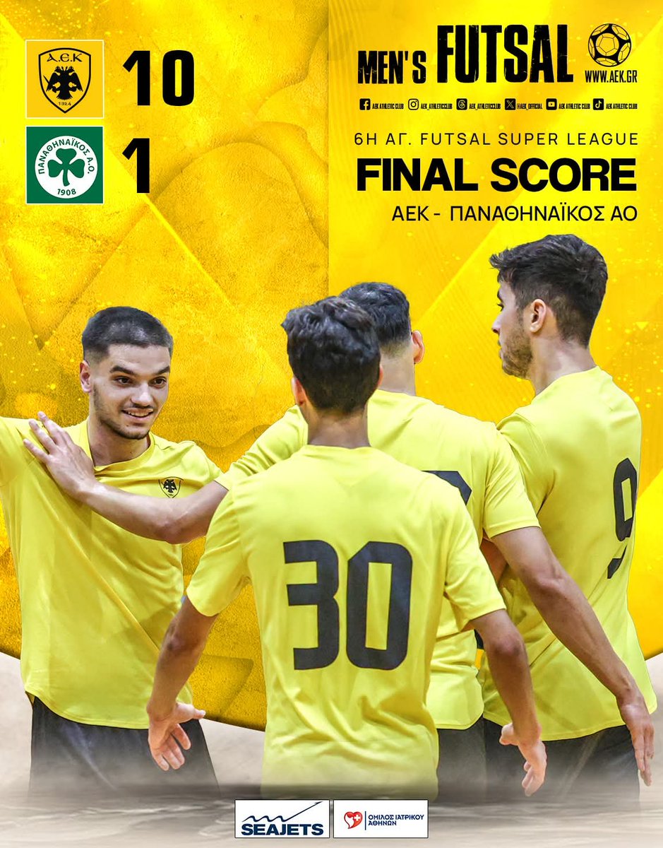 aek_official's tweet photo. ⚽💪 Η ΑΕΚ επικράτησε με 10-1 του Παναθηναϊκού ΑΟ για την 6η αγωνιστική της Futsal Super League!
#aek #gameday #aekmenfutsal #aekfamily https://t.co/4uKAwRC0MB