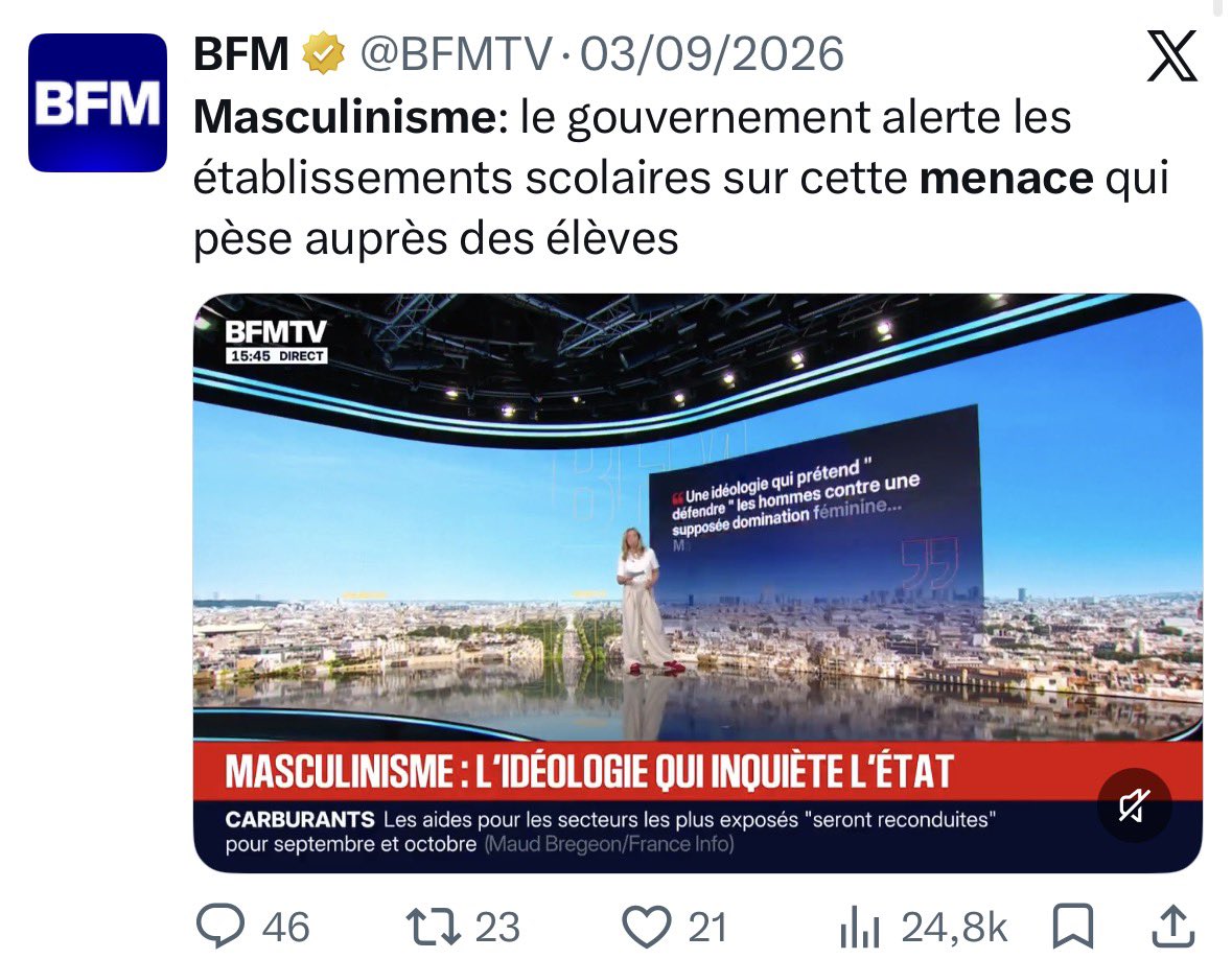 labar0nn3_'s tweet photo. Après ces semaines catastrophiques, on se rappelle quand nos grands esprits nous alertaient sur la vraie menace pour le pays : LE MASCULINISME. 

Vous avez l’impression que la plupart se foutent de vous ? 

C’est normal. https://t.co/veZDMEWMW2