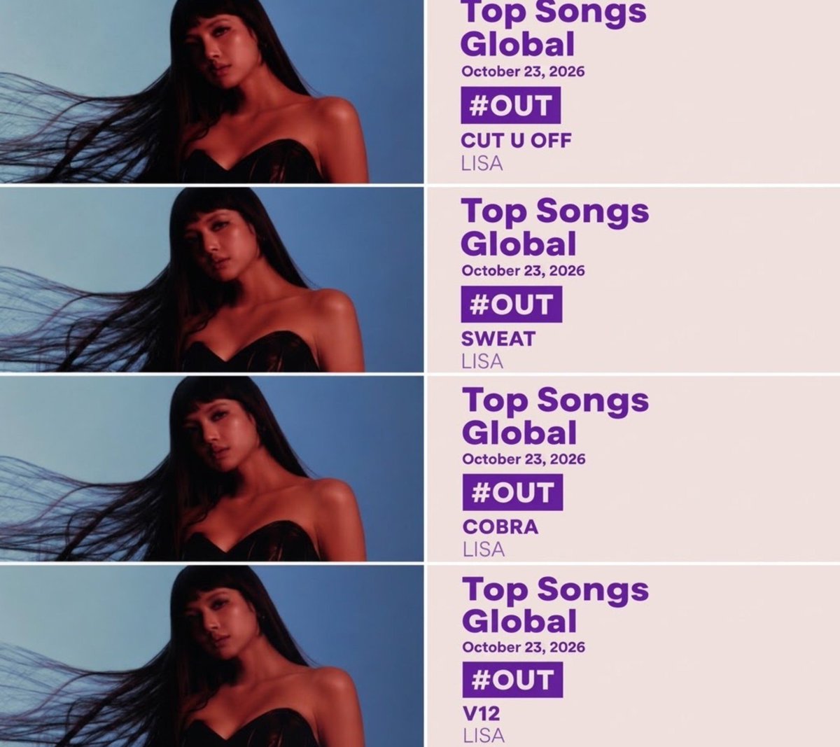 KFloopNet's tweet photo. 🚨 Lisa suffers her BIGGEST FREE FALL on Spotify Global chart dropping (-102) spots and losing 600K streams on day 2, while going #OUT on Spotify USA, despite having big playlists, promotion and ads.

— Her other “Press Play” tracks remain #OUT  and fail to enter Spotify Global https://t.co/In44tBLdyc