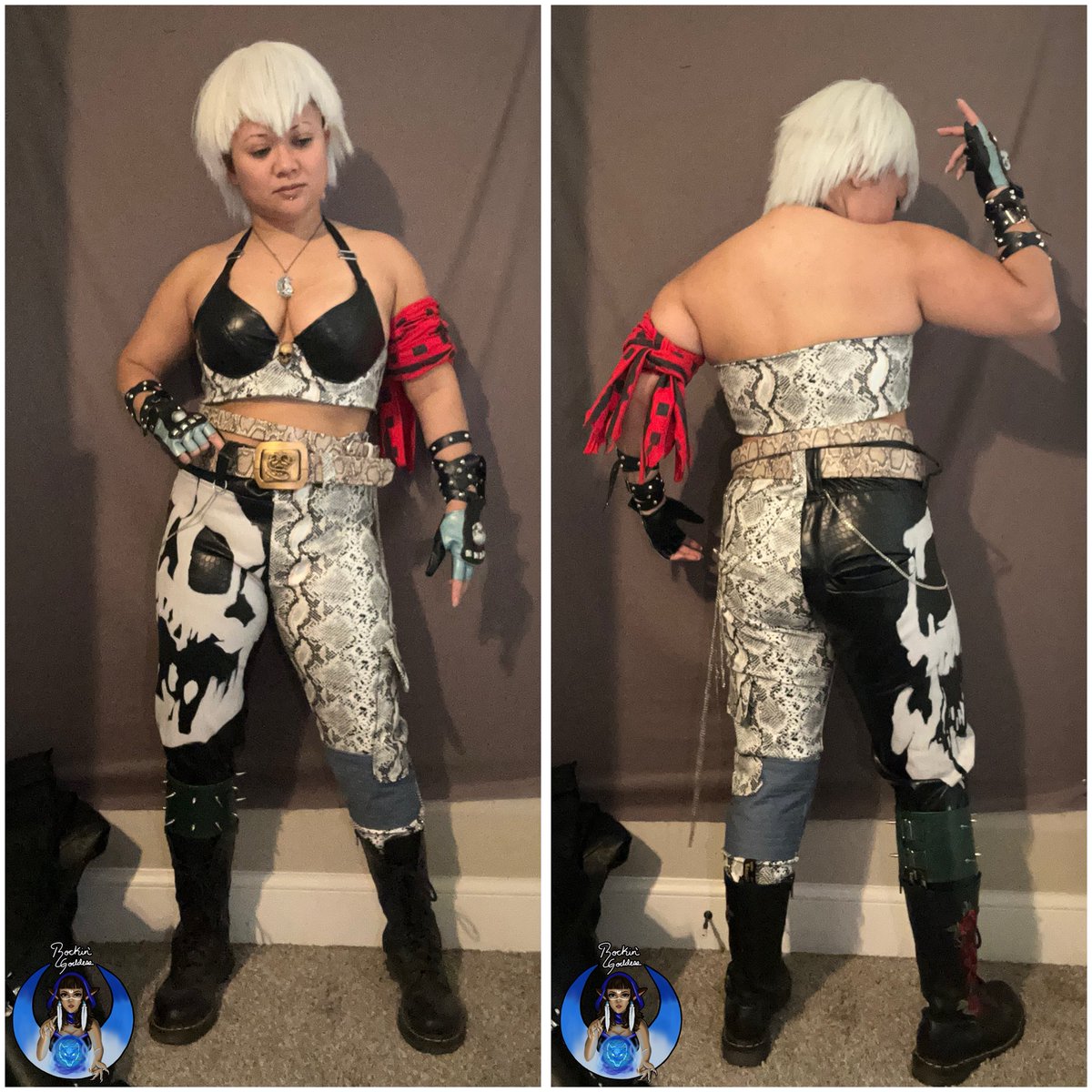 RGWolfCosplay's tweet photo. SHE’S SOOO CLOSE TO THE FINISH LIIINE🐍🖤✨
I don’t have make-up on, but I decided to throw what I’ve made soooo far😚creating this cos makes me feel happy and confident🖤
#CosplayWIP by: Me
#Tekken #Tekken8 #BryanFury #TekkenCosplay #Cosplay #GenderbentCosplay https://t.co/FiWePK3CEg