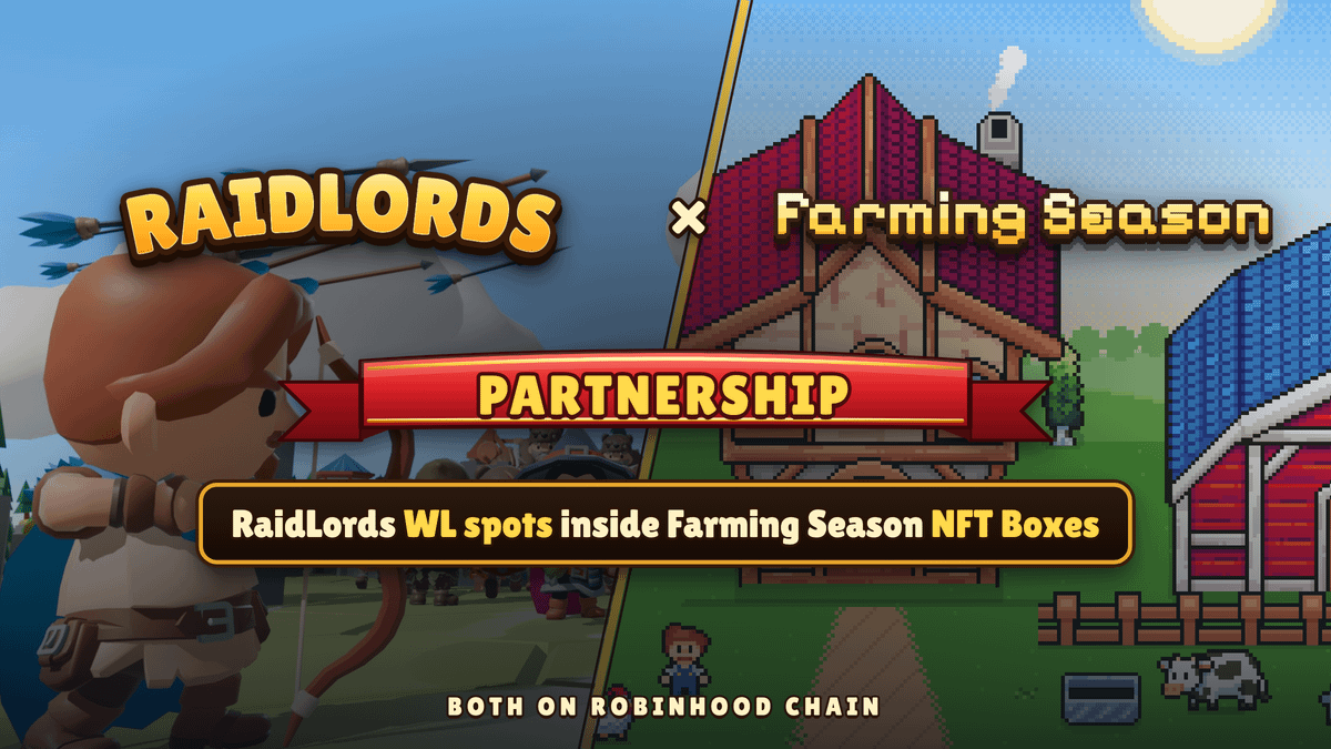 RaidLords's tweet photo. RaidLords 🤝 Farming Season

RaidLords WL spots can be earned from Farming Season NFT Boxes 🎁

We have joined forces with @farmingseasonio, and we'll accomplish many things together. https://t.co/lkeOrpsmse