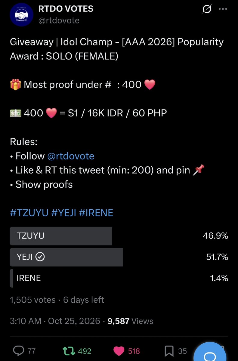 yeddeongglvv's tweet photo. @rtdovote For #YEJI https://t.co/Vcl9oWBcNW