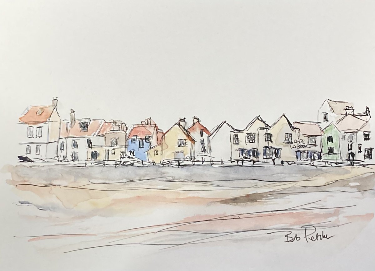 MPaintbox's tweet photo. A pen &amp; wash of Staithes waterfront simplified https://t.co/x96qNICzln