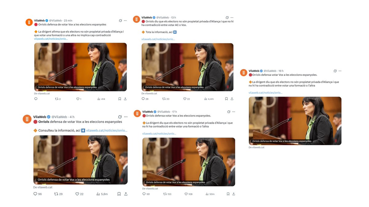 oriolges's tweet photo. Enèssima manipulació de @VilaWeb.

Fins a 5 publicacions amb la mateixa notícia falsa, aquest és el resultat de les subvencions de 196.430€ que @salvadorilla va regalar l'any 2025 a @vpartal i @txell_pm.

​Vergonya! https://t.co/sE4Raf7baS