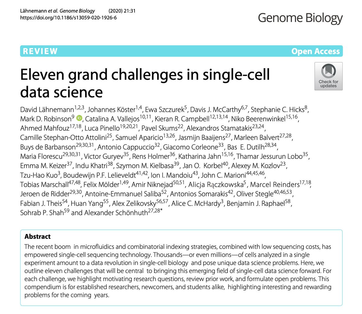 Sauers_'s tweet photo. This was published in 2020, and yet none of the 11 problems are fully solved. Some are very simple, like "how do we handle the fact that RNA sequencing data often doesn't detect a gene sequence?" Many others are plain software engineering or machine learning problems. https://t.co/Q7OtesrXmC
