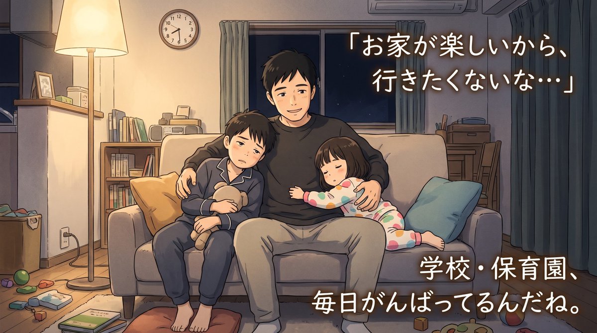 hataara1's tweet photo. おはようございます😊
月曜日、始まりましたね！
​昨日の夜、子どもたちが「学校行くの嫌だな〜」「保育園行きたくない！」と言ってました。
「だってお家が楽しいから好き！」と言われ、家を安心できる場所と思ってくれている嬉しさ半分、毎日集団生活で子どもなりに疲れてるんだなぁ…と、しみじみ感じました。
外で毎日がんばってる証拠ですね。
​今週も「がんばりすぎない」を目標に、お互いぼちぼちいきましょう！
皆様、今週もお疲れ様です☕️
#子育てパパ #家族の日記 #今週も頑張ろう