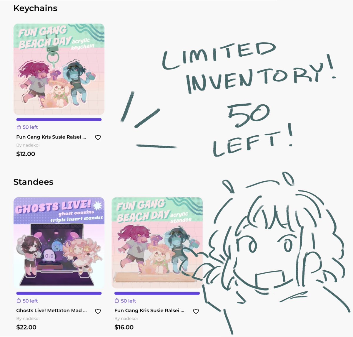 makigorogoro's tweet photo. update! ive limited the inventory on these, now there’s 50 left on sale (honestly this shouldn’t change anything too much but it’ll be the procedure i follow if i ever make more utdr stuff) link to store in reply https://t.co/QdqIvAtr6v