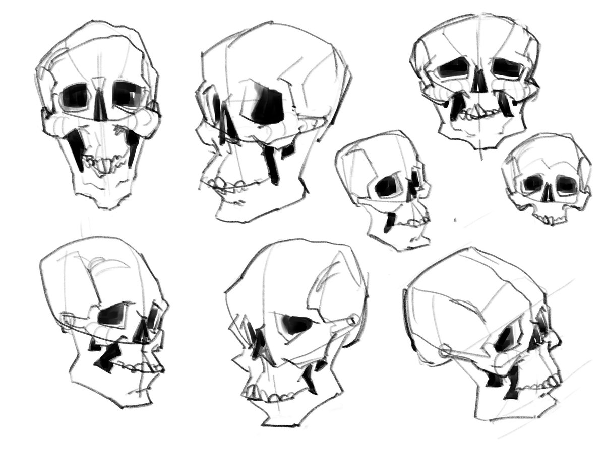 Rotnn_'s tweet photo. quizzing myself with what i’ve learned so far without reference. they’re getting easier. i’ll slow down with the skull posting i promise https://t.co/iyREvJCODp
