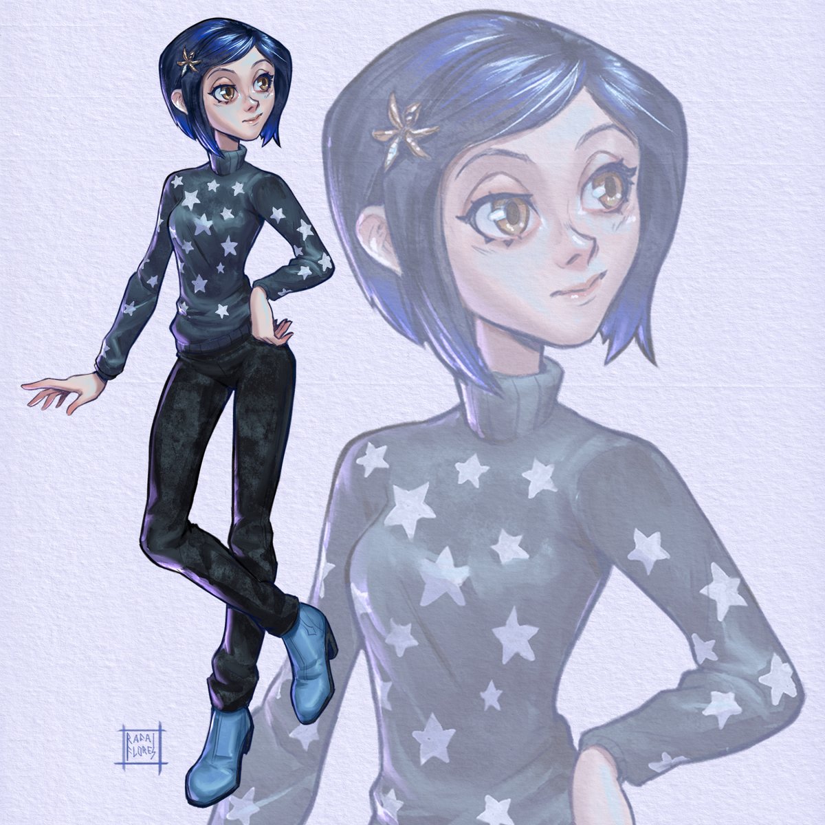rafafloresart's tweet photo. My Weekend's Fanart 
Coraline 
Such a wonderful movie, beautiful as everything  @LAIKAStudios  does. https://t.co/N3pM2eNCLP