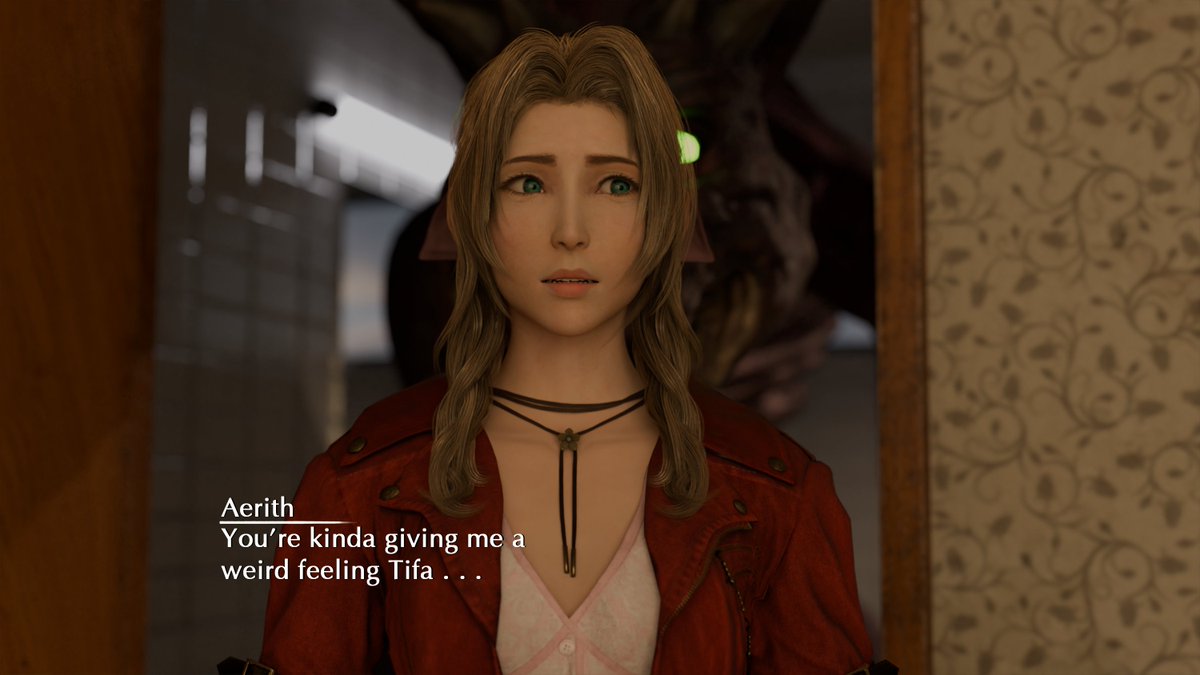 BlueCorrall's tweet photo. Day 7: Impersonation. After getting back from their trip to Spooky Island, Tifa has a surprise for Aerith. It'd be rude not to share, right?

Huge thanks to @UmbraCallistis for giving me permission to recreate their art, please go check them out! https://t.co/5i9DF5HTcv