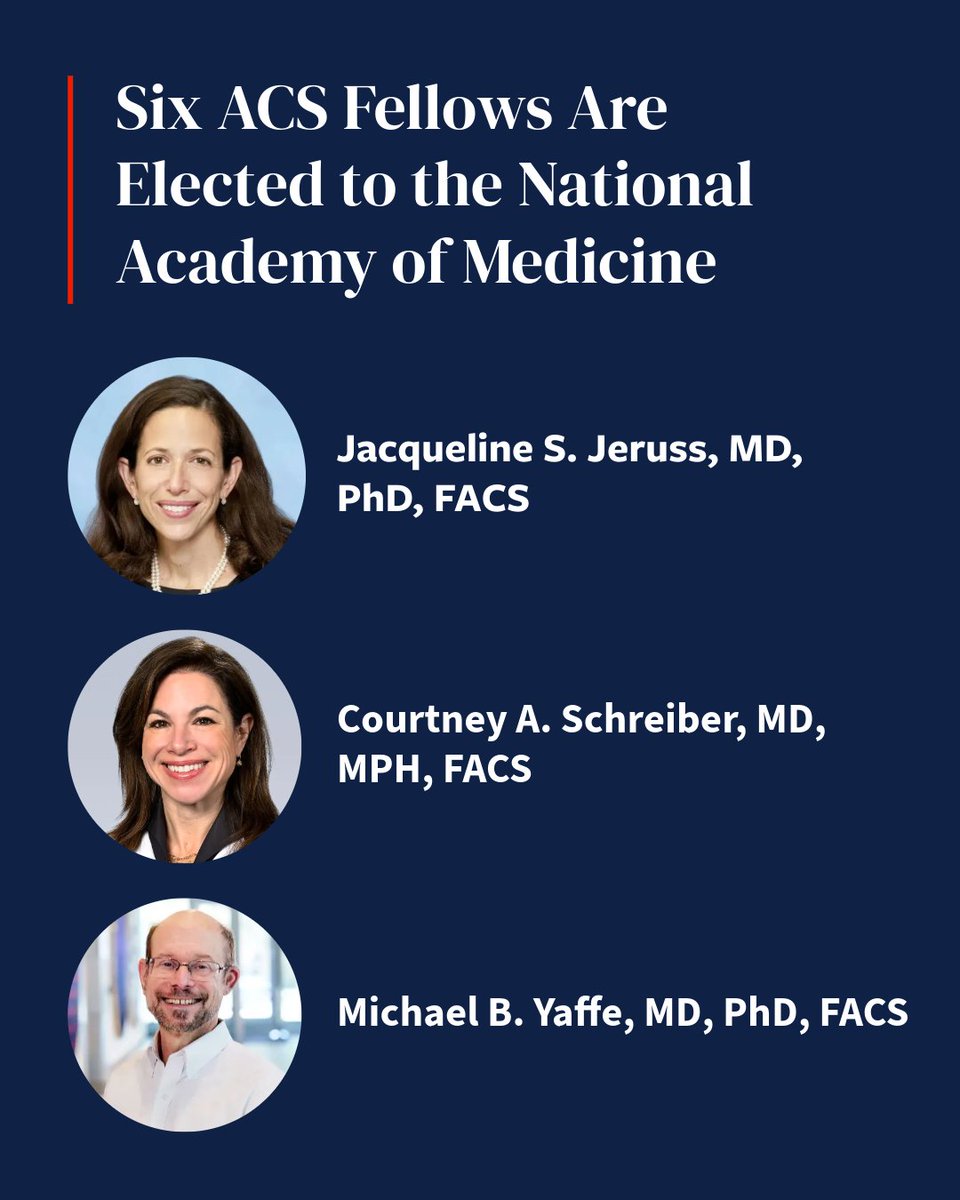 AmCollSurgeons's tweet photo. Congratulations to six ACS Fellows elected to @theNAMedicine! 🎉 

Their work spans cancer care, surgical innovation, health policy, and scientific discovery. We’re proud to celebrate their achievements and service.

Meet the Fellows: https://t.co/P8zhpjOF9B https://t.co/FH9MsKFSe4
