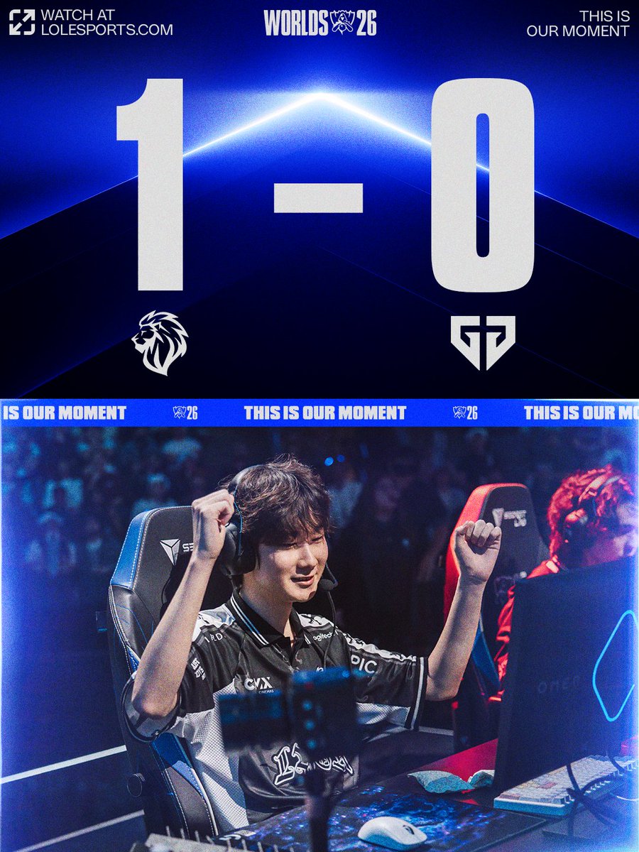 lolesports's tweet photo. LYON strike first against GEN! #Worlds2026 https://t.co/t5HIxPClQO