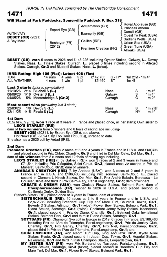 kevinblake2011's tweet photo. There was no fairy-tale ending for Beset at Saint-Cloud yesterday, but what a wonderful mare she's been for us over the last two years with three Listed race wins and a Group 3 placing. She now goes to the Sceptre Sessions at Tattersalls as lot 1471 on November 30th. https://t.co/cibciRbVZF
