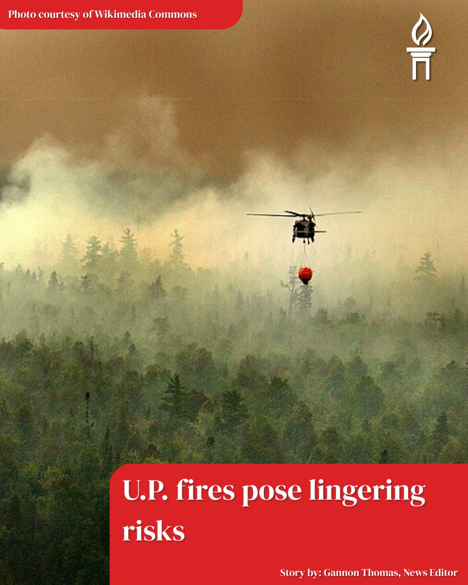 FSUTORCH's tweet photo. Despite recent rainfall and reduced fire activity, wildfires across Michigan’s Upper Peninsula continue to pose risks due to underground hotspots and unstable, fire-damaged trees.

Learn more at the link in our bio. https://t.co/Hvqv3gowAK